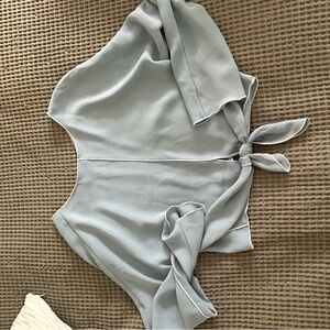 Babaton Light Blue Blouse with White Trim